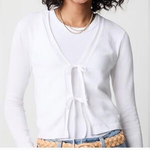 J. Crew Tie-front Cardigan Sweater CJ205 Size XS NWT White